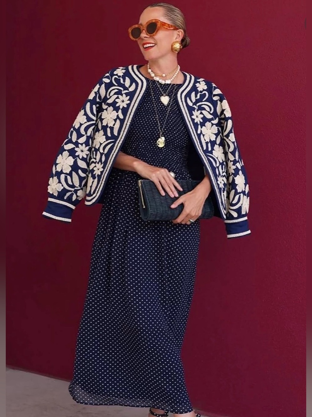 Hill House Home Cosima Nap Dress - navy whit polka Dots